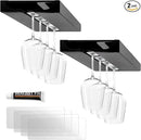 2PC Black Wooden Hanging Wine Glass Rack - Wall Mount Stemware Holder 25.3x11x2 cm - Space Saving Bar Organizer for Kitchen, Dining Room Home Decor (2pc) by CozyNest Decor