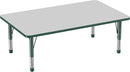 Factory Direct Partners FDP Rectangle Activity School and Classroom Kids Table (36 x 60 inch), Toddler Leg, Adjustable Height 15-24 inches - Gray Top and Green Edge by CozyNest Decor