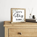 Rustic Wooden “Let’s Stay Home” Sign – Wooden Plaques Sign Table Decor, Shelf or Desk Decor, Farmhouse Living Room and Family Room Decoration, Cozy Home Accent and Housewarming Gift by CozyNest Decor