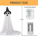 2 Packs Halloween Ghost Outdoor Decorations, 59” Light Up Ghost Decor with Remote Control, Adjustable Height Standing Halloween Lighted Ghost Kit with Witch Hat Ideal for Porch, Garden, Yard by CozyNest Decor
