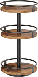 HOOBRO 3-Tier Lazy Susan Organizer, Rotating Spice Rack, Turntable Spice Rack, Vertical Storage Organizer, for Kitchen Countertop, Vanity, Dining Table, Rustic Brown and Black BF09TL01 by CozyNest Decor