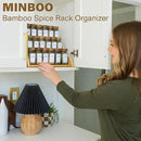 Bamboo Spice Rack Organizer - 3 Tier Foldable Wooden Spice Rack for Countertop, Cabinet & Drawer- Organic Bamboo-Extra Sturdy Wooden Spice Shelf, No Spice Jars Included by CozyNest Decor
