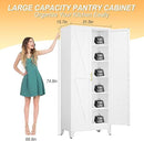 75" Tall Metal Kitchen Pantry Storage Cabinet, Freestanding Cupboard with 2 Doors and 5 Adjustable Shelves, Standing Storage for Kitchen, Bathroom, Garage, Dinning Room or Utility Room（White） by CozyNest Decor
