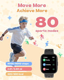 Kids Watch for Boys 5-12, Kids Smart Watch Fitness Tracker Pedometer, No Phone Needed, Puzzle Games with Parental Control, IP68 Waterproof, Heart Rate, Sleep Monitor, Step Counter, 80 Sports by TinyTreasures Baby Boutique