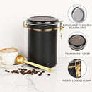 Yangbaga 304 Stainless Steel Coffee Canisters for Ground Coffee,3 x 63 OZ Coffee Container with Shelf Coffee Bean Storage, Food Storage Jar with Gold Airtight Locking Clamp and Spoon for Kitchen by CozyNest Decor