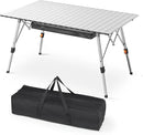 Athena Collection Foldable Camping Table, 47" Aluminum Outdoor Folding Camp Table with Mesh Layer Telescopic Legs and Carry Bag, Lightweight and Portable for Outdoor Camping Picnic Grilling, Silver by GreenHaven Gardens