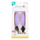 Bumkins Toddler Utensils, Kids Size Fork and Spoon Set, Silicone and Stainless-Steel Training Silverware, Angled Forks / Sporks for Self-Feeding, Children Hold Learning to Eat, 18 Months Up, Lavender by TinyTreasures Baby Boutique