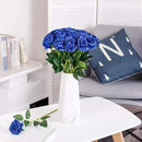 Blue Fake Roses Artificial Flowers - 10 Pcs Fake Artificial Roses Silk Flowers with Stems for Home Wedding Hotel Office Centerpiece Decor by CozyNest Decor
