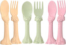 Made in USA Spoon la la Toddler Utensils Set - 6 Pack (3 Spoons & 3 Forks for Kids) - Self-Standing 3D Ergonomic Cat & Dog Handles - BPA-free, Dishwasher Safe, Baby Silverware (Pink, Yellow, Mint) by TinyTreasures Baby Boutique