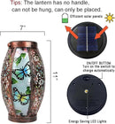 Butterfly Solar Lanterns Glass & Metal Hanging Light Outdoor Waterproof Tabletop Lamp with Hollowed-Out Design for Garden Patio Table Decor by GreenHaven Gardens