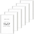 HAUS AND HUES 11x17 White Metal Picture Frames - Features Premium Aluminum, Vertical & Horizontal Hang, Shatterproof Plexiglass - Perfect for Home, Room, Office (11x17 in, White, Set of 6) by CozyNest Decor