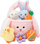 7 Piece Plush Stuffed Animals Playset Toys with Rabbit, Chick, Lamb, Carrot, Egg, Flower, Furry Bag, Soft Basket Set Toys for Girls Kids Ages 3+, Birthday Christmas Valentines Easter Party Favors by TinyTreasures Baby Boutique