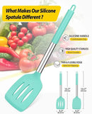 Pack of 2 Silicone Solid Turner, Non Stick Slotted Kitchen Spatulas, High Heat Resistant BPA Free Cooking Utensils, Ideal Cookware for Fish, Eggs, Pancakes(Green) by CozyNest Decor