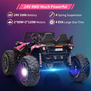 2 Seaters 24V Ride on UTV with Remote Control,10AH Battery, 400W Powerful Motors with 17" EVA Wheels, 20.5“ Seat Width Electric Ride Toy with Metal Suspension,LED Lights,Music,Horn (Rose) by TinyTreasures Baby Boutique