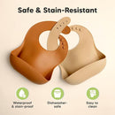 KeaBabies 2-Pack Silicone Baby Bibs for Eating - Sturdy Food-Grade Silicone Bibs for Babies Girl, Boy, Large Food Catcher, Clean & Put On Easily, Waterproof Toddler Feeding Essentials (Terracotta) by TinyTreasures Baby Boutique