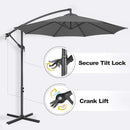 FLAME&SHADE 10ft Cantilever Patio Umbrella Outdoor, Large Offset Umbrella with Crank and Cross Base, UPF 50+ UV Protection Hanging Umbrella for Pool Deck Garden, Anthracite by GreenHaven Gardens