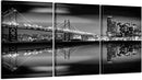 KREATIVE ARTS - San Francisco Bay at Night in Black and White Bridge 3 Panels Modern Landscape Artwork Canvas Prints Cityscape Pictures Paintings on Canvas Wall Art for Home Decor (16x24inchx3pcs) by CozyNest Decor