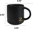 COLLECTIVE HOME - Black Monogram Ceramic Mugs, 15 oz Golden Initial Coffee Cups, Elegant Alphabet Tea Mugs, Personalized Halloween Mug with Gift Box, Perfect for Office and Home Décor (z)