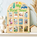 ORIGACH My First Year Baby Growth Photo Display Wood Board - 12 Months Newborn Milestones Photo Board - Neutral Baby Keepsake Frame 1st Birthday Party Nursery Decor New Mom Gift - Golf Element by TinyTreasures Baby Boutique