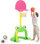 Costzon Toddler Basketball Hoop, 3-in-1 Sports Set for Basketball, Baseball & Football, 6 Height Adjustable Basketball Toy Activity Center for Indoor & Outdoor, Best Gift for Kids (Cute Frog) by TinyTreasures Baby Boutique