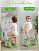 Potty Training Seat with Step Stool Ladder, Potty Training Toilet Seat with Soft Seat Splash Guard, Adjustable Height, 2 in 1 Potty Seats for Toddlers Kids Boys Girls by TinyTreasures Baby Boutique