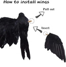 2-Pack Realistic Crows Lifesize Extra Large Handmade Black Feathered Crow for Halloween Decorations Birds, L (13 inch+12 inch) by GreenHaven Gardens