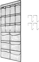 Extra Large Hanging Crystal Clear Over Door Shoe Organizers, Closet Shoe Organizer Shoe Rack Organizer Shoe Storage, 12+6Pockets, 4Hooks, white (59"x 21.6") by CozyNest Decor