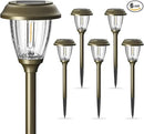 XMCOSY+ Solar Lights Outdoor 10/25 LM LED with 2 Lighting Modes, Solar Garden Lights Glass and Metal, IP65 Waterproof Solar Powered for Yard Pathway Walkway Driveway Patio (6 Pack, Warm White) by GreenHaven Gardens