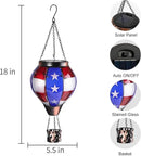 pearlstar Hot Air Balloon Solar Lantern with Flickering Flame Light Outdoor Solar Hanging Lights Waterproof for Garden Yard Farmhouse Patio Pathway Outside Independence Day Decoration,Glass, Star by GreenHaven Gardens