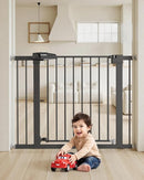 Baby Gate for Stairs, 29.5-40.5" Dog Gate for Doorways, Walk Thru Auto Close Metal Child Gate for The House, Stairs and Doorways, Pressure Mounted Pet Gate for Dog Indoor (Black) by TinyTreasures Baby Boutique