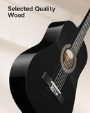 Moukey 38" Acoustic Guitar for Beginners Kids Youth Adult Dreadnought Guitarra Acustica Kit with Chord Poster, Gig Bag, Tuner, Picks, Nylon Strings, Capo, Strap - Black by TinyTreasures Baby Boutique