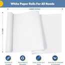 Art Paper Roll for Crafts, Drawing & Painting, 17.75"x1200" (100') White Gift Wrapping Craft Kraft Bulletin Board Poster Banner Coloring Paper, Kids Art Supplies, Wedding Floral Supplies 80GSM 55LB by TinyTreasures Baby Boutique