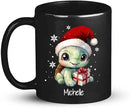Coffee Mug With Xmas Turtle Design, Personalized Turtle Wearing Santa Hat Cup, Cute Baby Animal Black Mug 11oz 15oz, Custom Christmas Ceramic Cup, Customized Christmas Animal Mug Gift by CozyNest Decor
