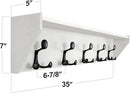 SKOLOO Wall Shelf with Hooks, 35-Inch White Coat Rack Wall Mount with Shelf Organizer - Lightweight & Sturdy, 5 Tri Hooks - Perfect for Entryway, Hallway, Living Room, Bedroom, Mudroom by CozyNest Decor