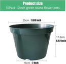 10 Pack Plastic Planter Pots, 10 Inch Thick Plant Pots with Multiple Drainage Holes, Pots for Plants Such as Herbs Strawberry and Flowers, Green Growing Planters for Outdoor Plants or Indoor (Green) by GreenHaven Gardens
