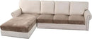 H.VERSAILTEX Velvet Stretch Sectional Couch Covers 4 Pieces Sofa Seat Cushion Covers L Shape Separate Cushion Couch Cover for Both Left/Right Sectional Couch (Large Sofa 3 Seater + 1 Chaise, Taupe) by CozyNest Decor