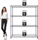 60"x18"x72" Prime Heavy Duty Black 4-Tier Wire Shelving NSF 3200 LBS MAX Capacity Storage Rack for Commercial, Hospital, School, Garage, and Kitchen Uses (with Wheels) by CozyNest Decor
