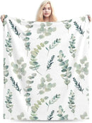 HGOD DESIGNS Watercolor Eucalyptus Flannel Fleece Bed Blanket Throw Blanket Lightweight Cozy Plush Blanket for Bedroom Living Rooms Sofa Couch 40"x50" by CozyNest Decor
