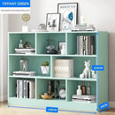 IOTXY Open Shelf Low Bookcase - Wooden 3-Tier Floor Standing Display Cabinet Organizer with Base, 8 Cubes Short Horizontal Bookshelf in Tiffany-Green by CozyNest Decor