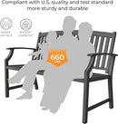 Grand patio 52" Farmhouse Outdoor Bench, Garden Benches with Rust Free Metal Powder Coated Frame and Aluminum Backrest, Faux Wood Grain Finish Frame Patio Bench for Front Porch, Weathered Grey by GreenHaven Gardens