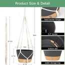 QCQHDU 2 Pack Hanging Planters for Indoor Plants, Outdoor Hanging Baskets, Self Watering Pots with Drainage Holes & Removable Tray (Dark Grey, 10 inch, Macrame Hanger) by GreenHaven Gardens