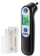 Ear Thermometer for Kids, Babies and Adults, 1 Second Accurate Digital Thermometer, Mute Function, 3-Color Fever Alert, 3 Age Groups, 30 Memory Recall with 20x Probe Covers (LCD-Black) by TinyTreasures Baby Boutique
