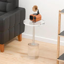 Acrylic End Table, Modern Minimalist Acrylic Side Tables, Clear Side Table for Living Room, Bedroom, Office, Drink Table (12" D x 12" W x 21" H, Silver) by CozyNest Decor