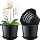 8 Inch Orchid Pots with Holes and Saucers,Double Layer Plastic Large Orchid Planter Pot,Flower Pots for Indoor Outdoor Flower Plants,Orchids,Herbs,Snake Plants and Succulents by GreenHaven Gardens