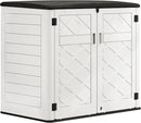HOMSPARK Storage Shed Weather Resistance, Multi-Purpose Outdoor Storage Cabinet for Backyards and Patios, Horizontal Storage Shed for Lawnmower, Patio Accessories (Off-White, Large - 48 cu.ft) by GreenHaven Gardens