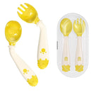 Deejoy Toddler Utensils, Self-feeding Flatware Set withTravel Case, Baby Spoons and Forks with Silicone Bendable Handle, Easy Grip Heat-Resistant, Ideal for Kids, Stage 2 (Yellow) by TinyTreasures Baby Boutique