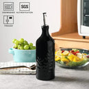 Sweejar Ceramic Olive Oil Dispenser Bottle, 20 Oz Relief Opaque Oil Cruet Protects Oil To Reduce Oxidation, Suitable for Storage Oil, Vinegar, Soy Sauce, Coffee Syrup, Liquids, Set of 1 (Black) by CozyNest Decor