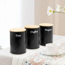Black Canister Sets for Kitchen Counter,Tea coffee canisters,sugar container,3 Canisters,900ML/30.43OZ by CozyNest Decor