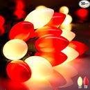 Vintage C9 LED Christmas Lights Outdoor, 50 Feet C9 String Lights with 50 Shatterproof Matte Bulbs, Connectable Waterproof Lights for Holiday Party Roofline Backyard Garden Patio, R & Warm White by GreenHaven Gardens