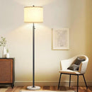Nintiue Dimmable Floor Lamp for Living Room, 11W LED Bulb Included, Modern Standing Lamp with Marble Base, Tall Pole Light with White Linen Shade for Bedroom Reading Office Corner Nursery-Black by CozyNest Decor